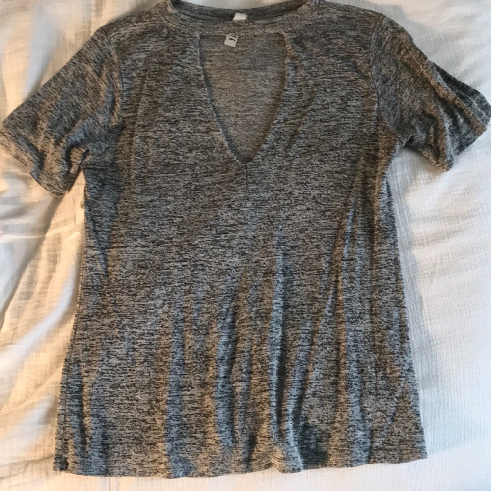 Heather Grey cutout Tee - M